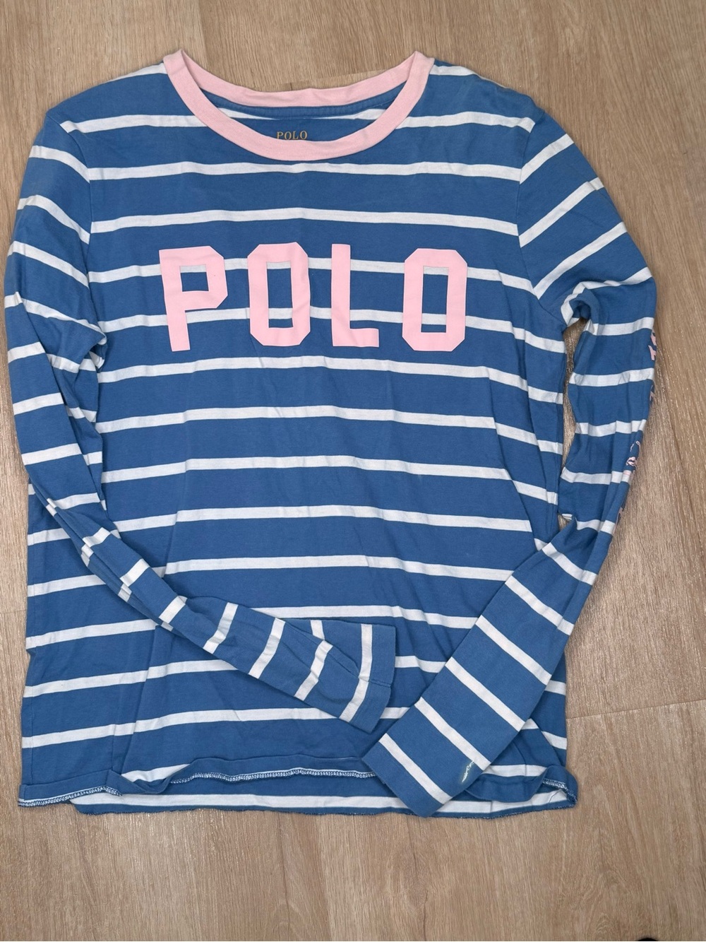 Polo by Ralph Lauren Blue and Pink Striped Long Sleeve Tee